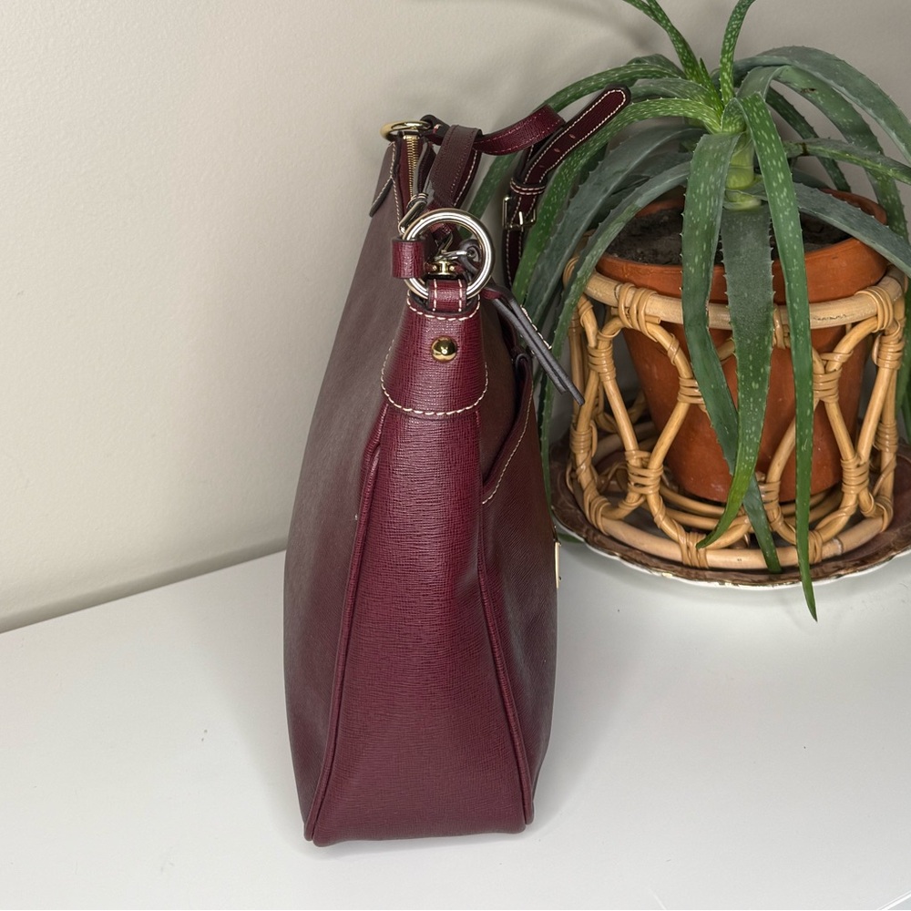 Dooney & Bourke Saffiano Leather Crossbody Bag in Bordeaux Wine Red - Picture 3 of 11